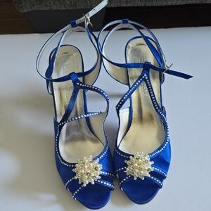 Elegant Blue Satin Women's Sandals